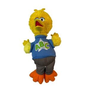 Sesame Street Big Bird Plush Toy Kids‎ 15in Yellow Good ABC Shirt Hasbro Y2K